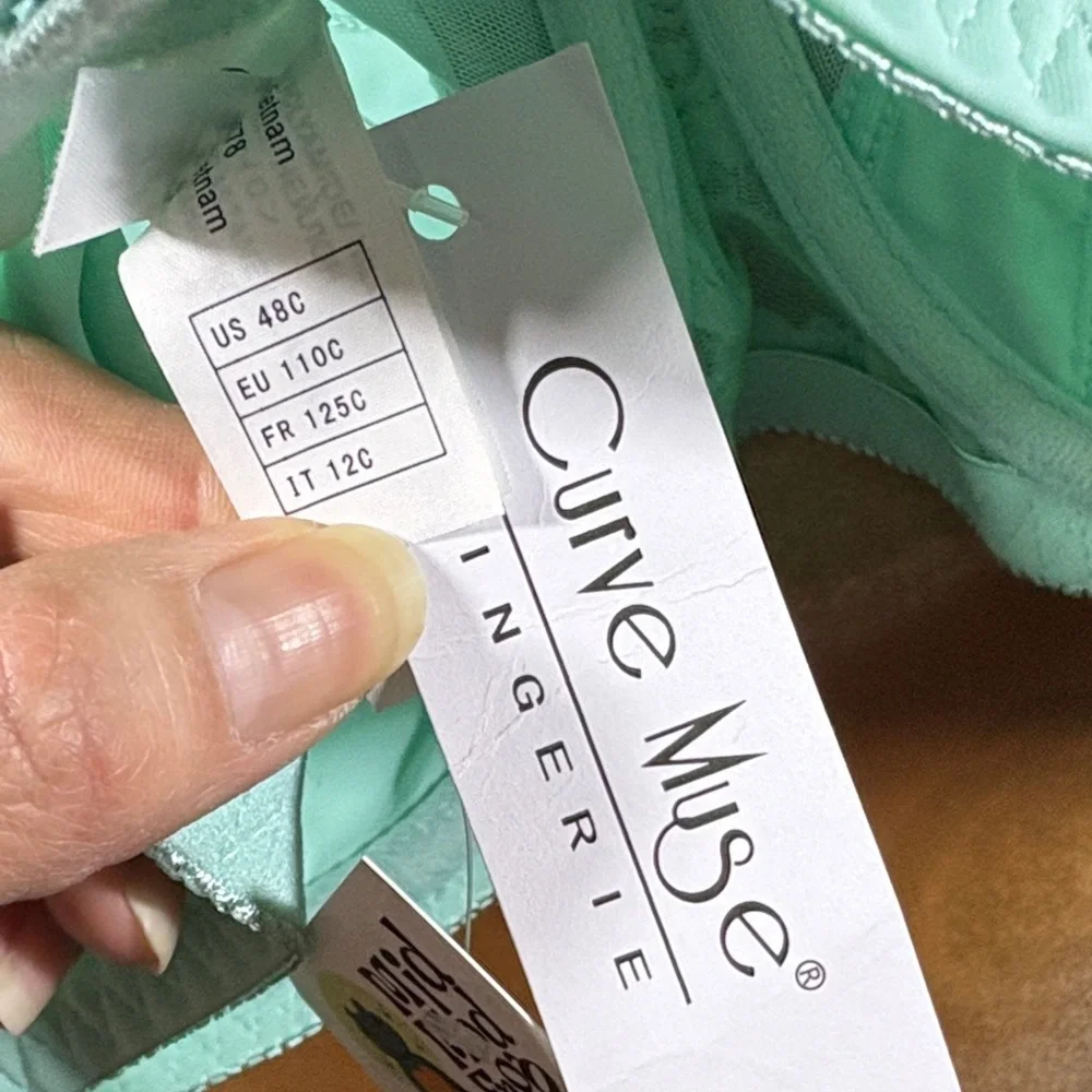 Full Coverage‎ Lace Underwire Bra in Mint green 48C. D2